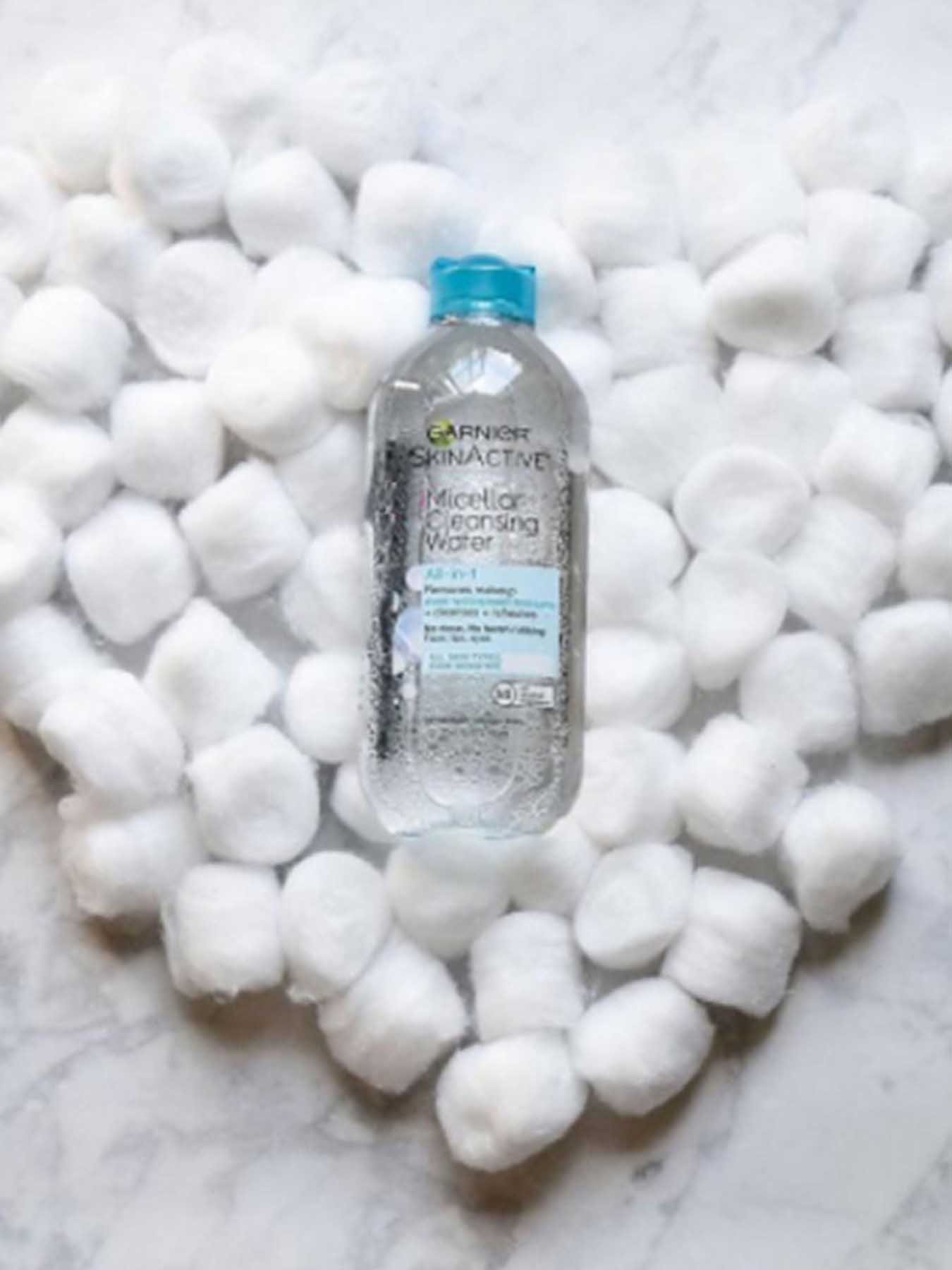 In Use view of Blue Cap Cleansing Water All-in-1, All Skin Types.
